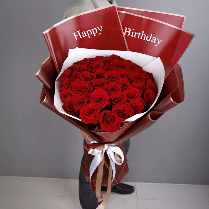 Red Rose Birthday Bouquet - Flower Delivery Dubai, UAE